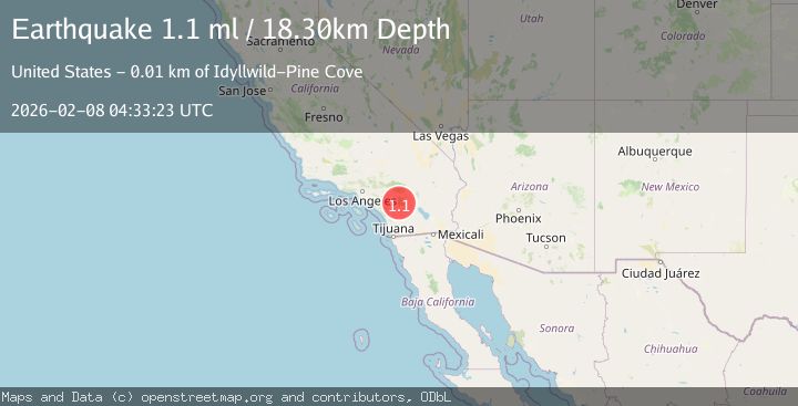 Map of 9 km SW of Idyllwild, CA