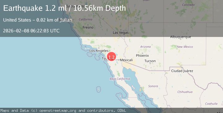 Map of 15 km ESE of Julian, CA
