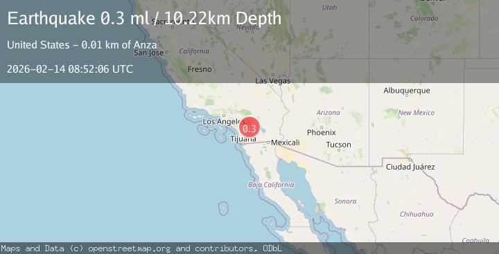 Map of 12 km SSE of Anza, CA