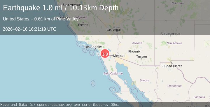 Map of 11 km NNE of Pine Valley, CA