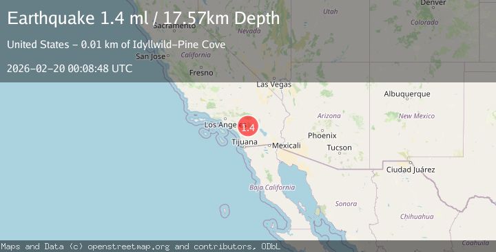 Map of 9 km SW of Idyllwild, CA