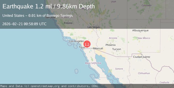 Map of 7 km NNE of Borrego Springs, CA