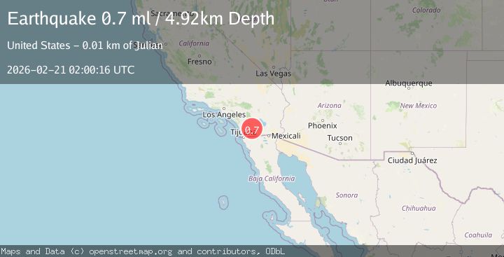 Map of 13 km ESE of Julian, CA