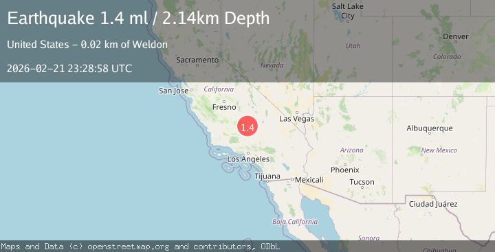 Map of 21 km ESE of Bodfish, CA