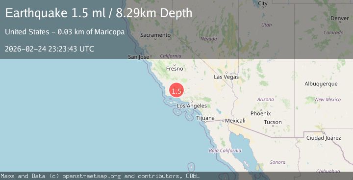 Map of 26 km SW of Maricopa, CA