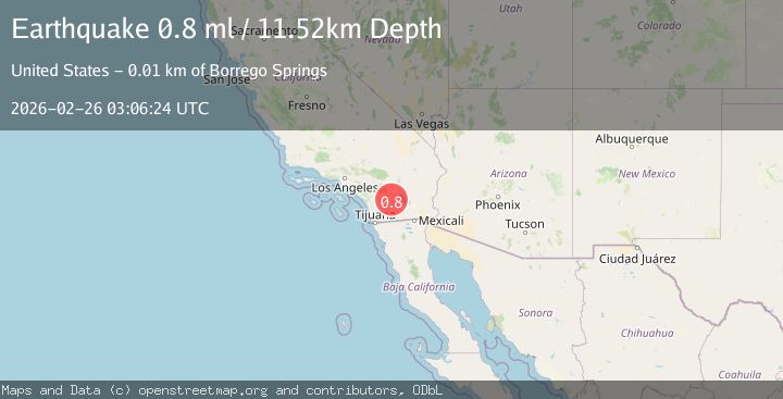 Map of 11 km N of Borrego Springs, CA