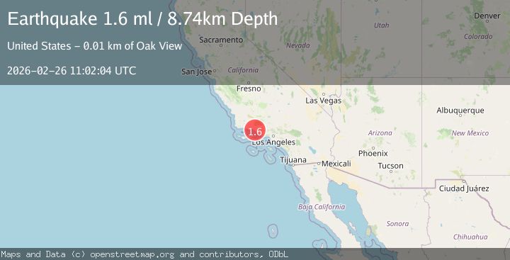Map of 13 km SW of Ojai, CA
