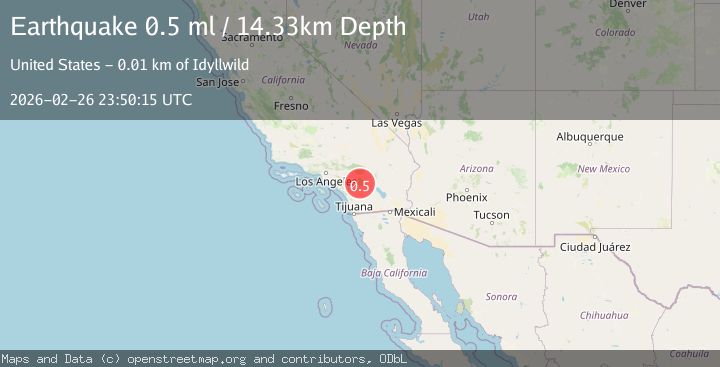 Map of 8 km SSW of Idyllwild, CA