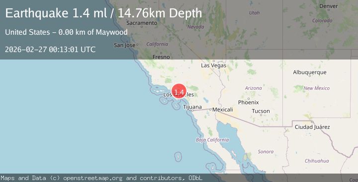 Map of 1 km ESE of Maywood, CA