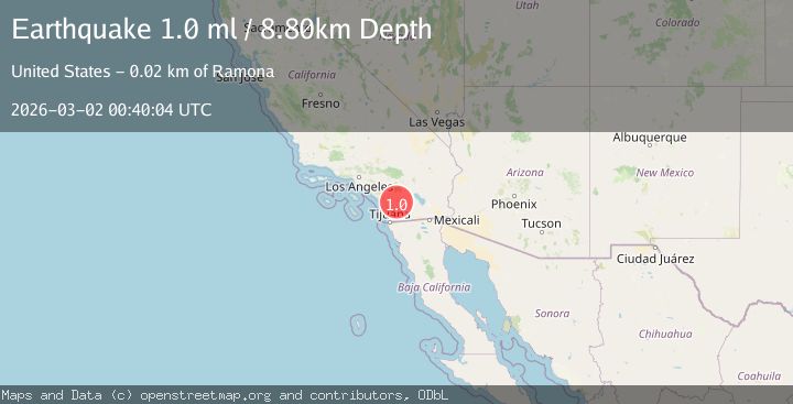 Map of 2 km S of Lake Henshaw, CA