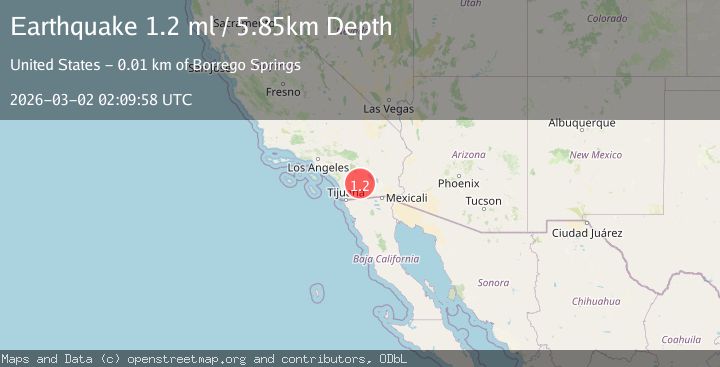 Map of 11 km S of Borrego Springs, CA