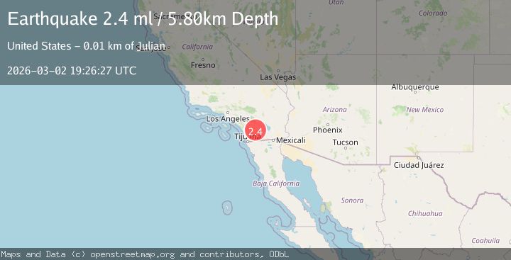 Map of 11 km NE of Julian, CA