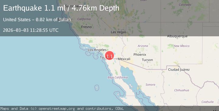 Map of 17 km E of Julian, CA