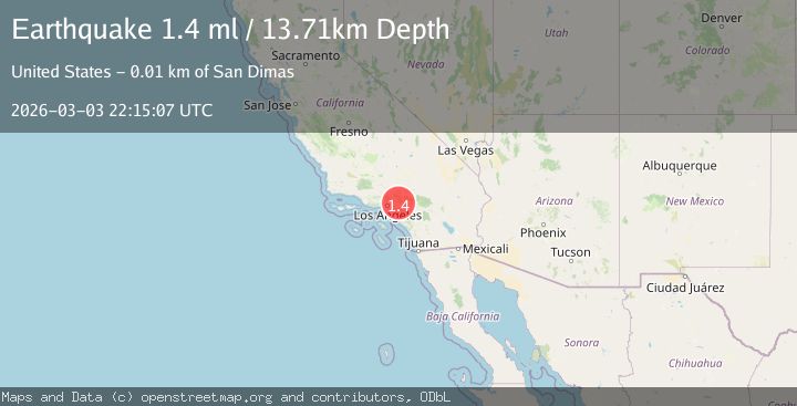 Map of 6 km N of San Dimas, CA