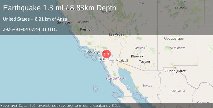 Map of 12 km SSE of Anza, CA