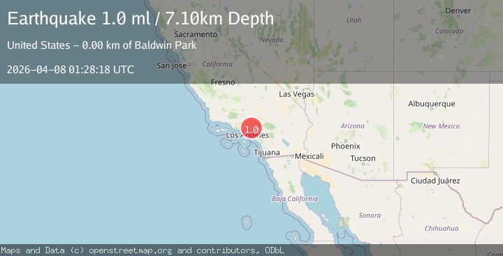 Map of 1 km WNW of Baldwin Park, CA