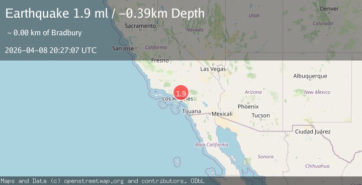 Map of 5 km NE of Bradbury, CA
