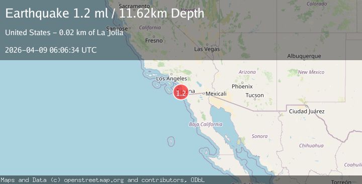 Map of 16 km SW of La Jolla, CA