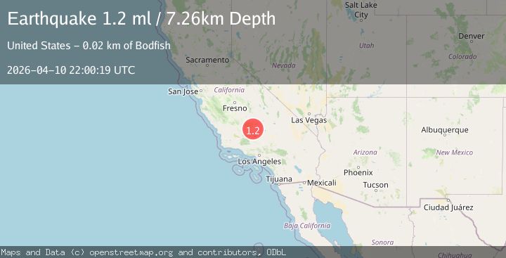 Map of 24 km SSW of Bodfish, CA