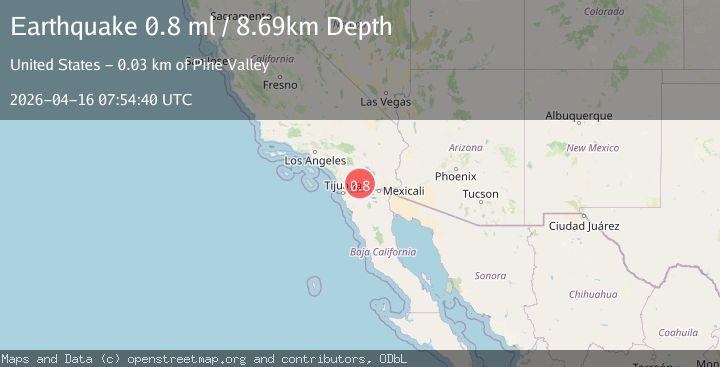 Map of 27 km ENE of Pine Valley, CA
