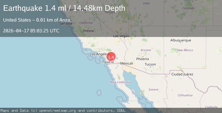 Map of 14 km SE of Anza, CA