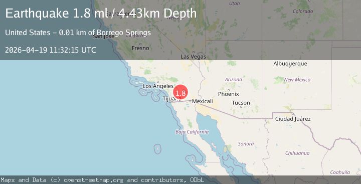 Map of 13 km ENE of Borrego Springs, CA