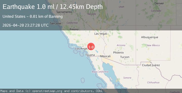 Map of 13 km NNE of Banning, CA