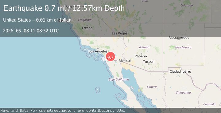 Map of 14 km ENE of Julian, CA