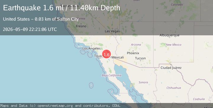 Map of 16 km SE of Ocotillo Wells, CA