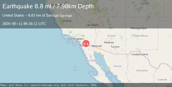 Map of 23 km SW of Ocotillo Wells, CA