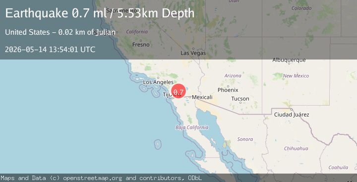 Map of 18 km E of Julian, CA