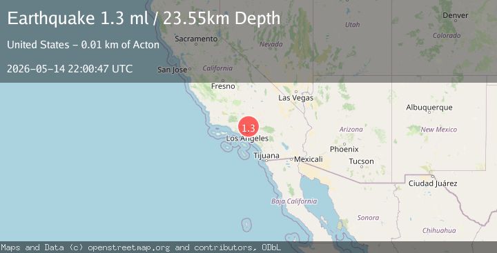 Map of 15 km SSE of Acton, CA