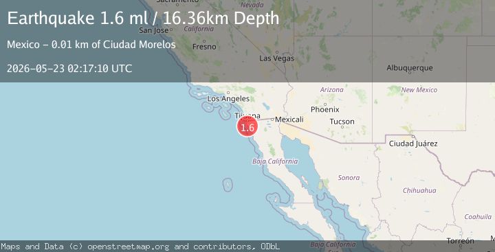 Map of 7 km SSE of Rosarito, B.C., MX