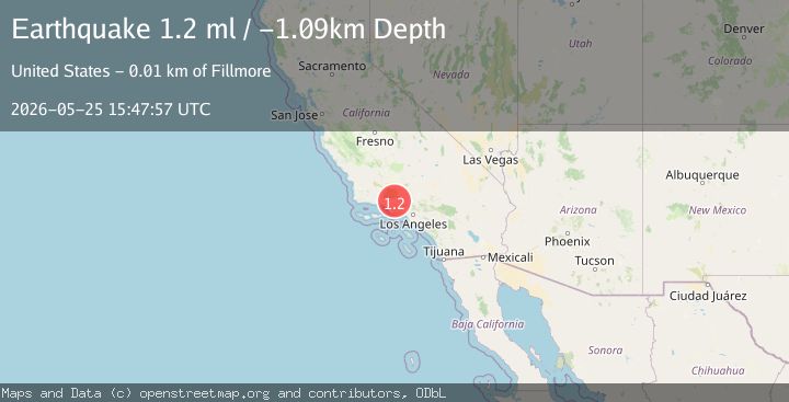 Map of 11 km NNW of Fillmore, CA