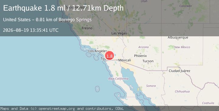 Map of 13 km WSW of Borrego Springs, CA