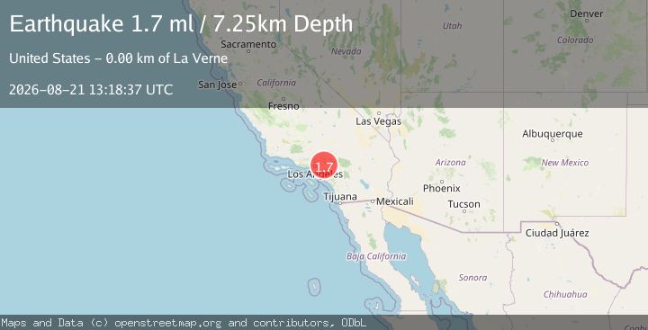 Map of 2 km NNW of La Verne, CA