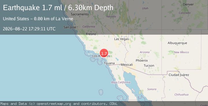 Map of 2 km NNW of La Verne, CA