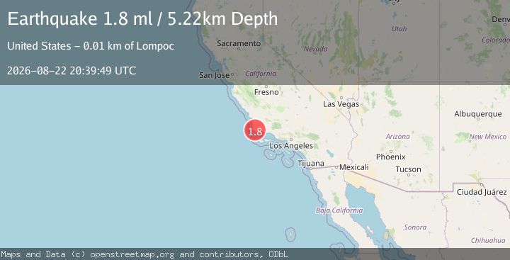 Map of 11 km SSW of Lompoc, CA