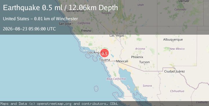 Map of 9 km SE of Winchester, CA