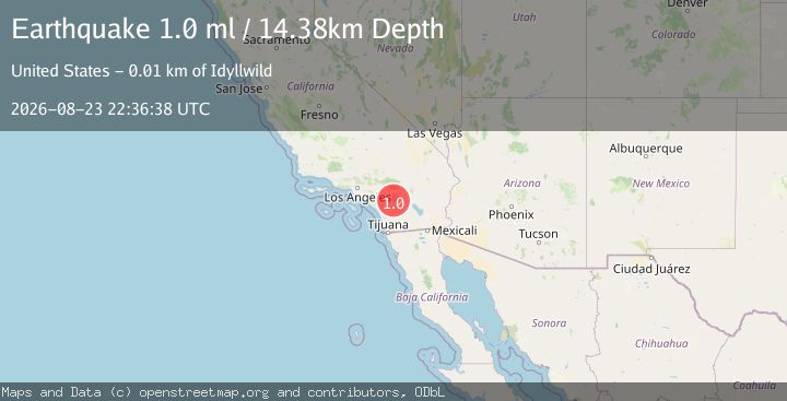 Map of 12 km SSW of Idyllwild, CA
