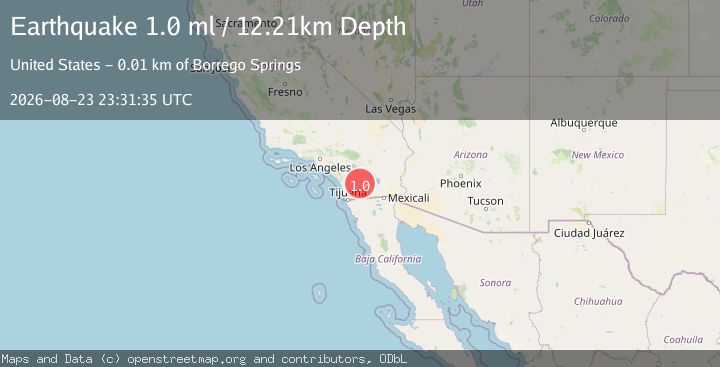 Map of 14 km SW of Borrego Springs, CA