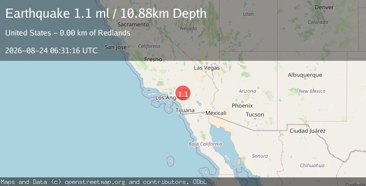 Map of 2 km ESE of Redlands, CA