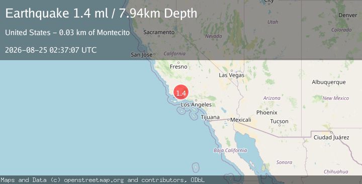 Map of 26 km NNE of Montecito, CA