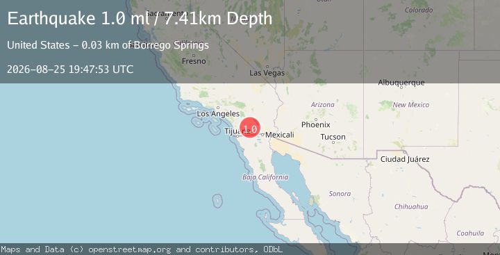 Map of 18 km SSW of Ocotillo Wells, CA