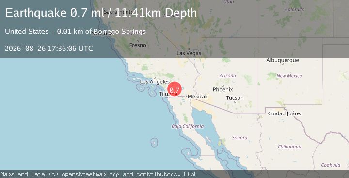 Map of 9 km SSW of Borrego Springs, CA
