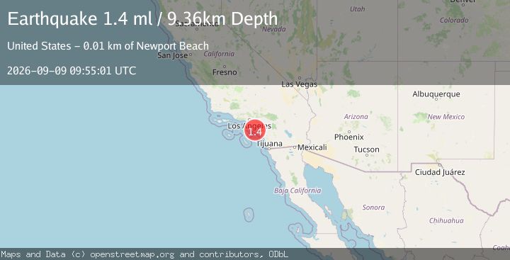 Map of 11 km SSE of Newport Beach, CA