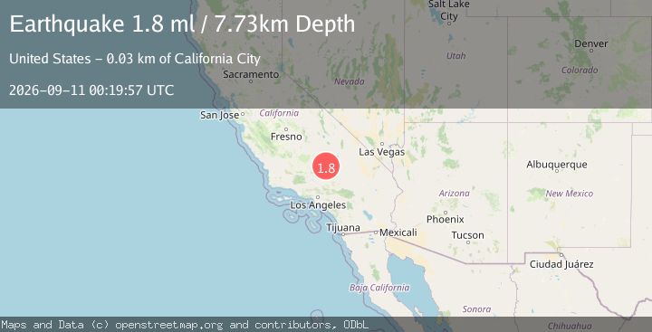 Map of 18 km WSW of Johannesburg, CA