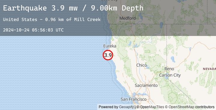 Map of 26 km SW of Scotia, California