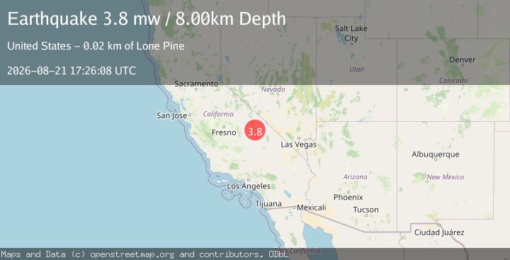 Map of 11 km N of Keeler, California