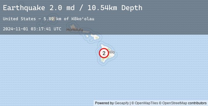 Map of 31 km NE of Honaunau-Napoopoo, Hawaii